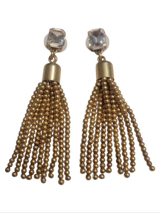 J. Crew Jewelry - J. Crew Gold-Tone Beaded Tassel Earrings